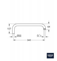 MEDIDAS BRAZO DE DUCHA RAINSHOWER GROHE